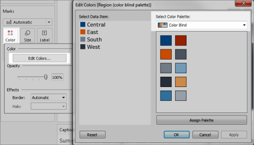 Palette Daltonien affichée dans le menu d’édition des couleurs sur la fiche Repères.
