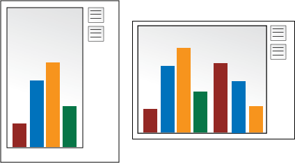 Um gráfico mostra a diferença entre as orientações de página retrato e paisagem.